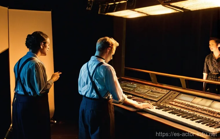 연극배우로서 공동 작업 경험 - **Creative Brainstorm Session:** A vibrant, indoor scene depicting a diverse group of five theater p...