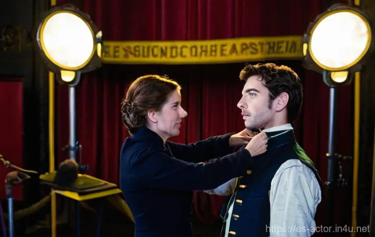 연극배우 현장 이야기 - **Prompt:** A powerful scene unfolds on a grand, slightly aged theater stage. A female actor in her ...