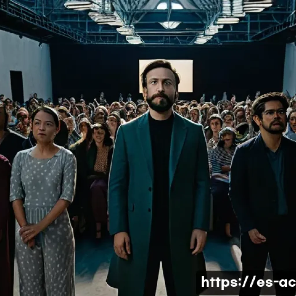 연극배우와 창작 연극 발전 - **Prompt:** A dynamic scene depicting an immersive theater experience. An actor, dressed in stylish ...